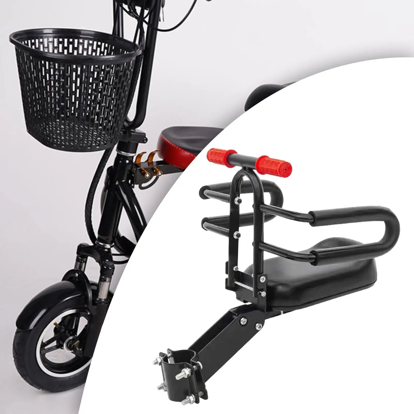 Electric Scooter Child Seat Easy to Install Portable Sturdy Baby Bike Seat Front Mounted Foldable Kid Seat for Electric Bicycle