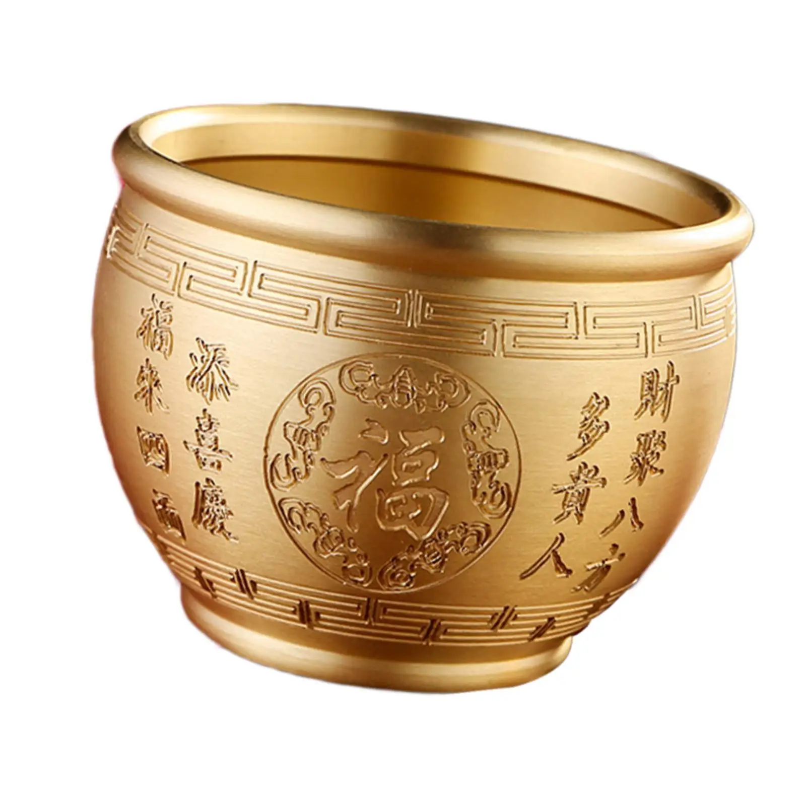 Chinese Treasure Bowl Housewarming Gift Creative Brass Ornament Cornucopia Bowl for Indoor Office Desk Bookshelf Study Room