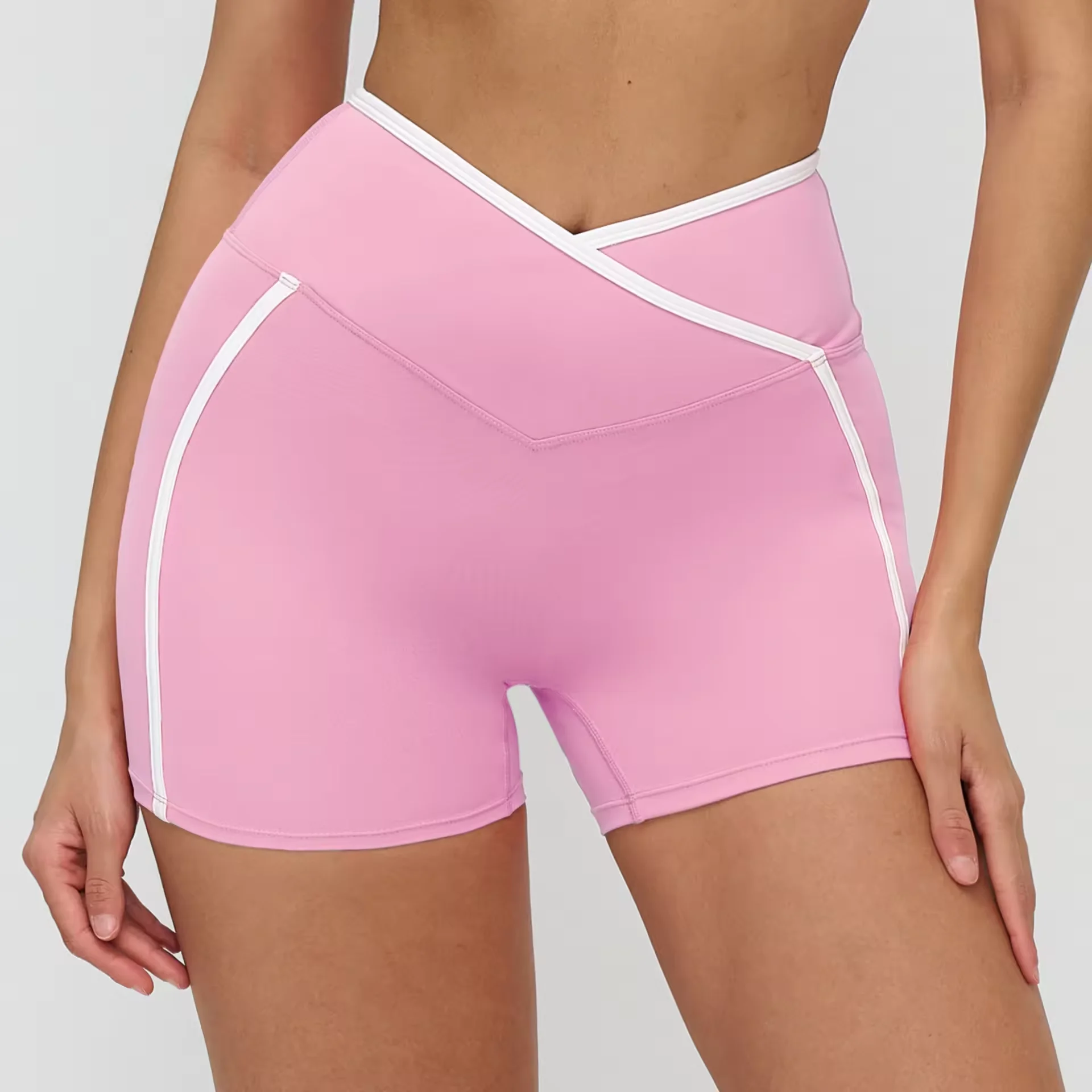 Women's Seamless Solid Spandex/Nylon Yoga Shorts High Elastic Waist-Durable Breathable Four-Way Stretch for Running Gym Workouts