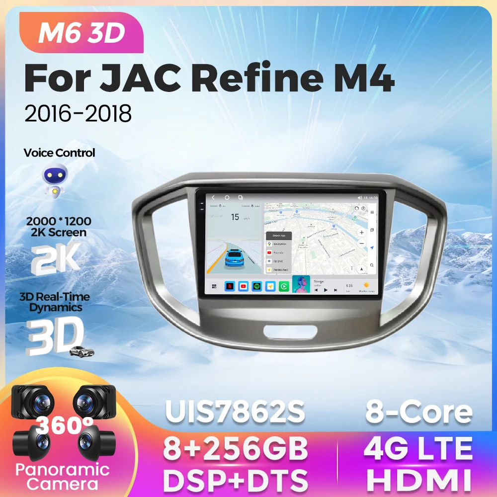 

NEW M6 3D UI 2K Screen Car Radio For JAC Refine M4 2016-2018 Multimedia Player GPS Navigation For Wireless Carplay Android Auto