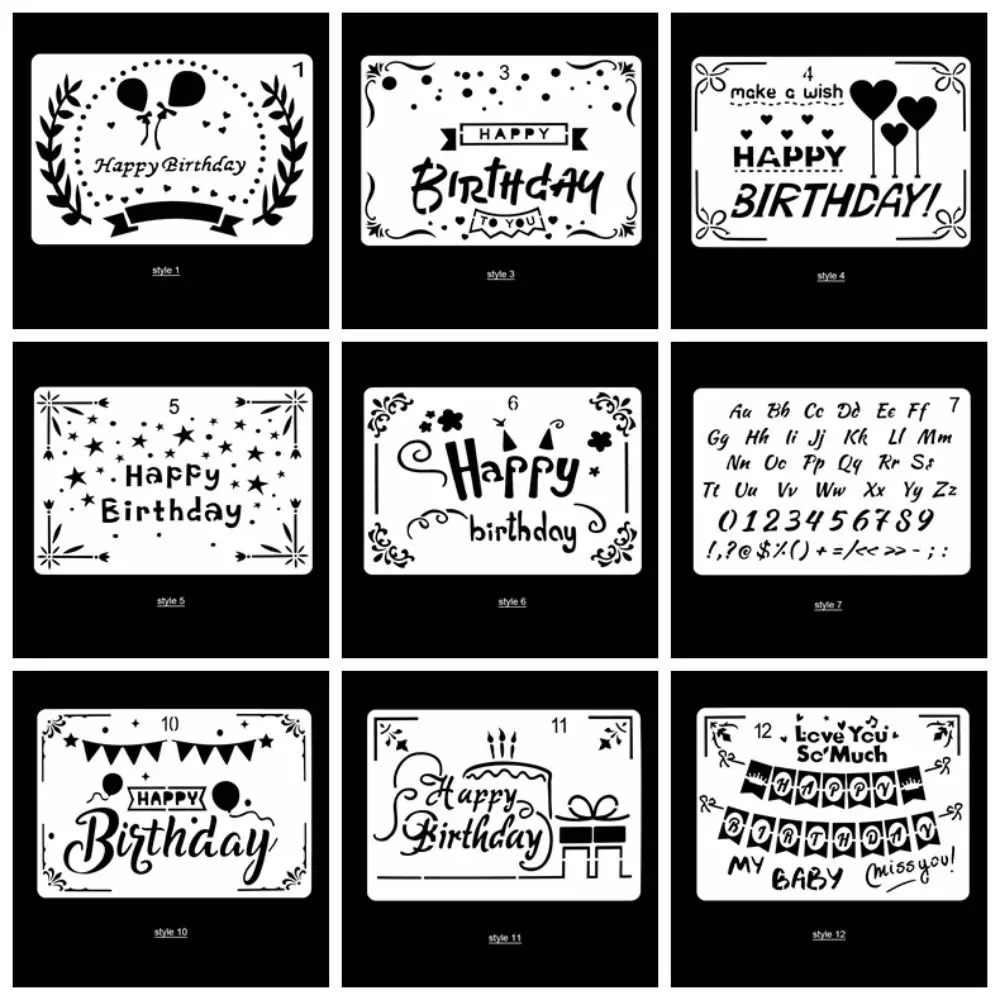 Diverse Happy Birthday Card DIY Reusable Hollow Out Drafting Card Tools Convenient Birthday Party Decorations