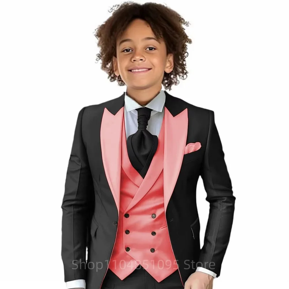 

New Style Boys Suit 3 Piece Set Wedding Tuxedo for Kids Party Jacket Pants Vest 2-18 Years Old Formal Children Suit Party Dress