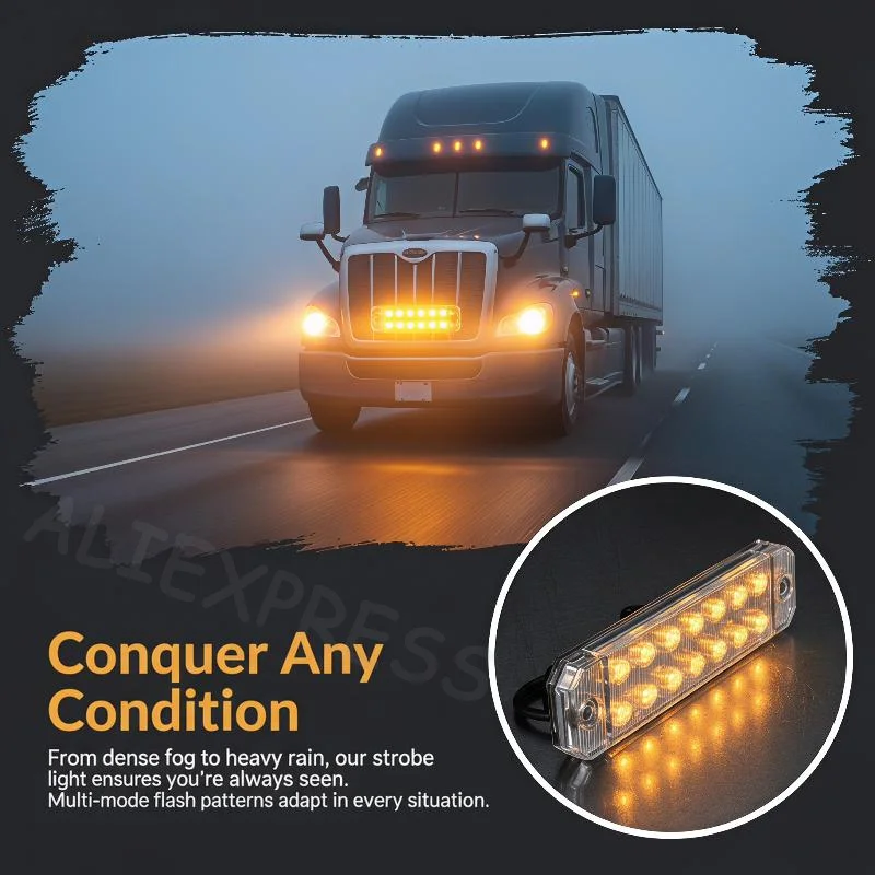 1Pcs 12-35V Truck LED Side Marker Light Double Row 12 SMD Strobe Warning Light Indicator Signal Light Rear Taillight Colorful