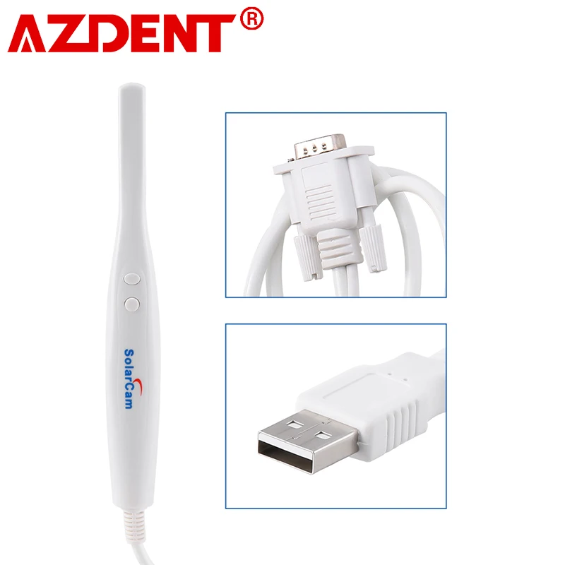 AZDENT Dental Digital Oral Endoscope Intraoral Camera With 8 White Cold LED Light VGA Type High Resolution for Oral Inspection