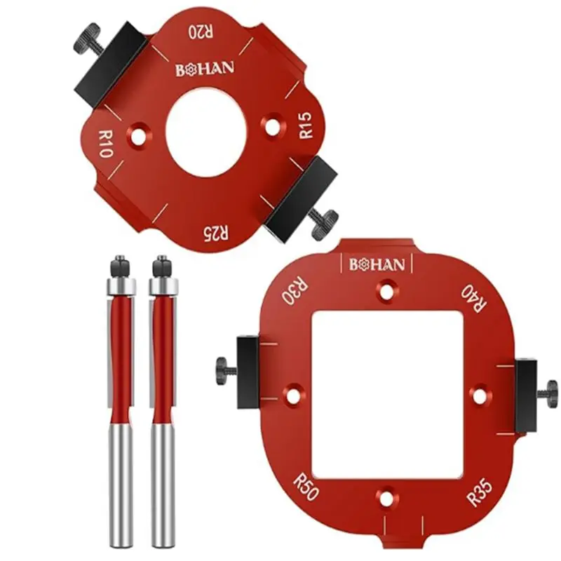 ABGH-Corner Radius Milling Templates Aluminium Alloy Radius Jig Router Templates R10 R15 R20 R25 Radius Jig Router Stencils