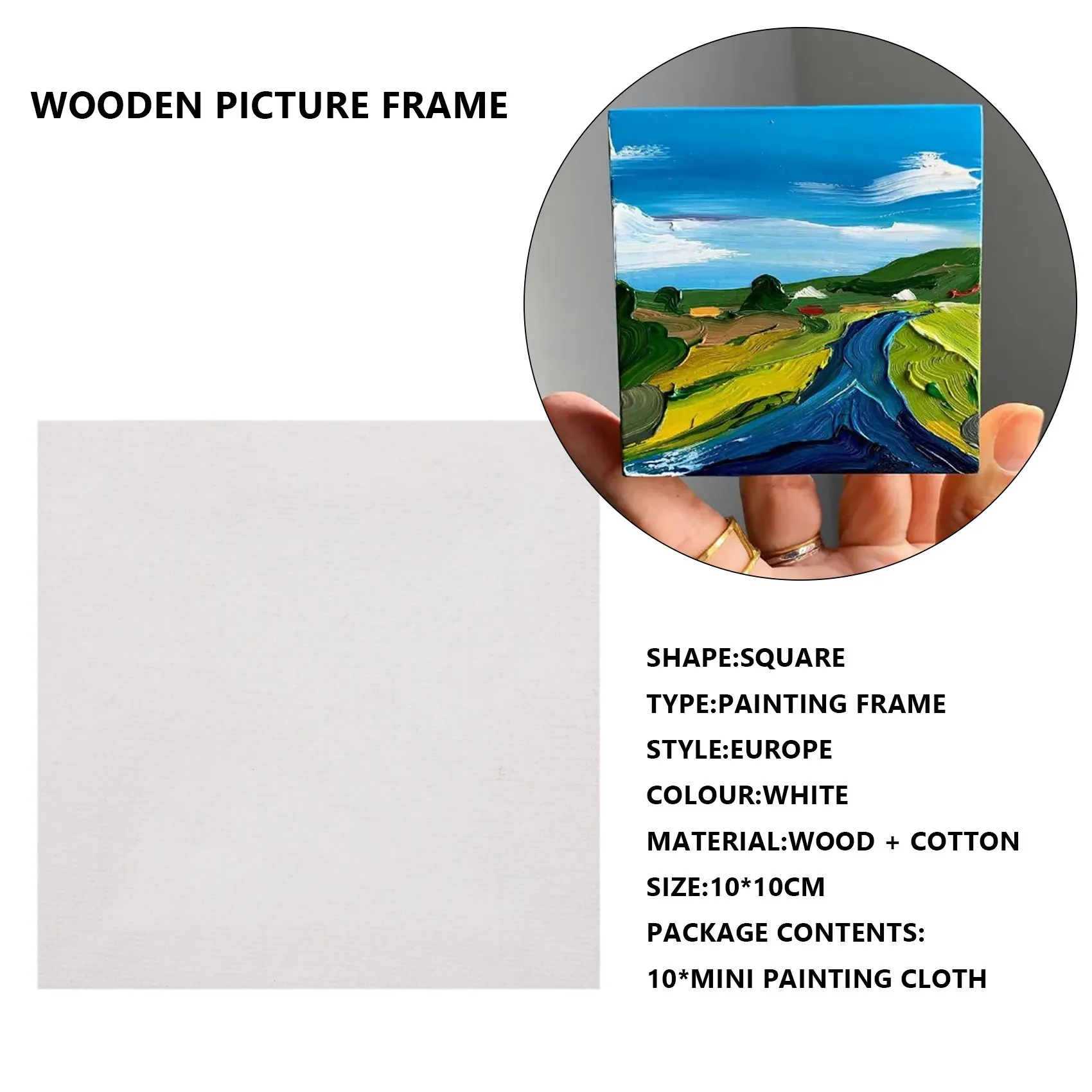 New 10Pcs/Set White Blank Art Boards Mini Stretched Artist Canvas Art Board Acrylic Oil Paint Wood+Cotton for Artwork Painting