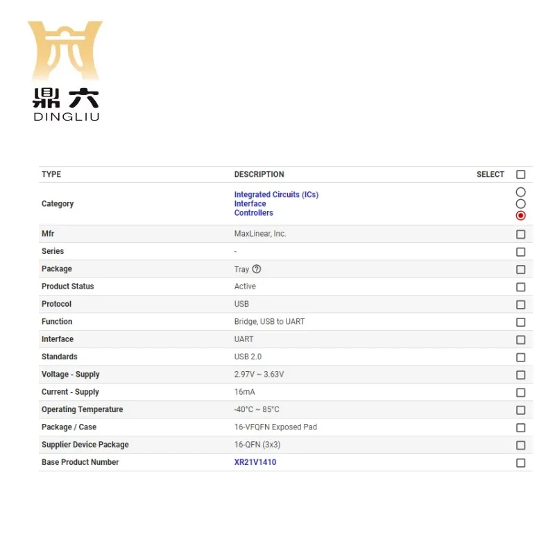 XR21V1410IL16-F	 IC UART FIFO USB SGL 16QFN USB Bridge  XR21V1410IL16-F  BOM service