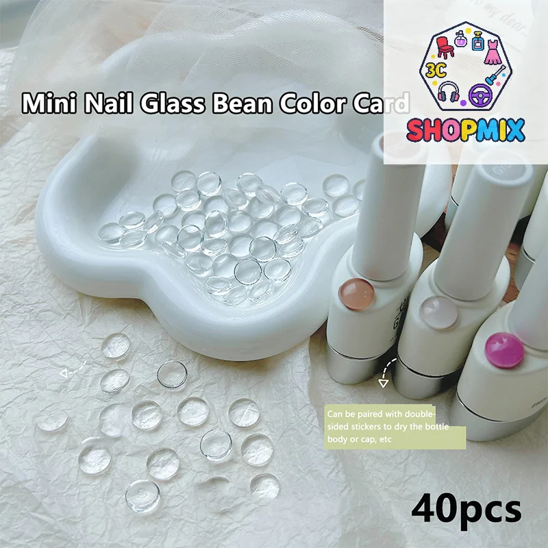 40pcs Glass Color Card Transparent Tips Round Showing Gel Polish Designs Nail Color Board Tips Card Korean Style Manicure Tool