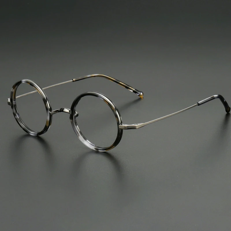 Japanese Vintage Small Round Glasses Frame Men Women Titanium Acetate Ultralight No Nose Pads Eyeglasses Retro Design Eyewear