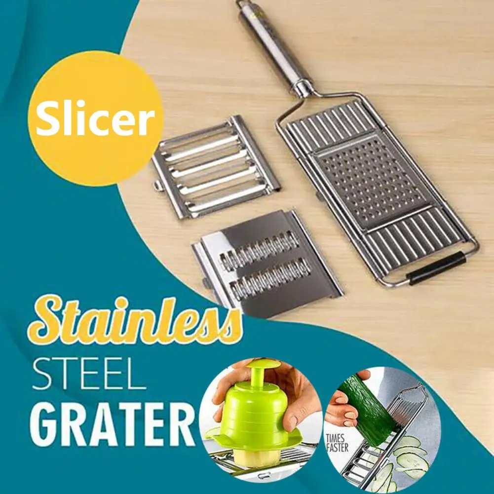 

1 Set Food Slicer Sharp Easy To Use Stainless Steel Multi-functional Anti-rust Manual Vegetable Potato Cutter Household Supplies