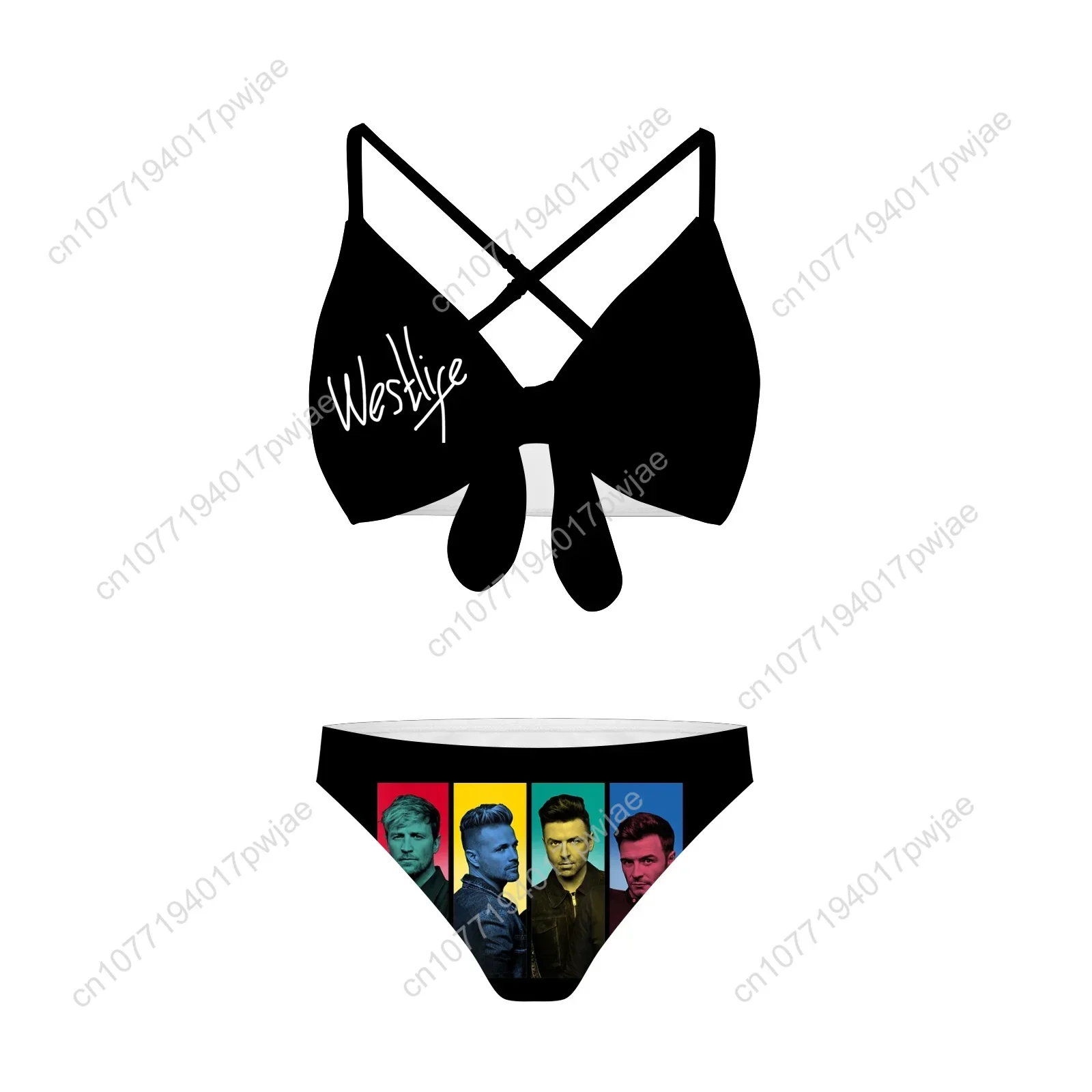Westlife Rock Band Bathing Suits Cross Strap Suspenders Swimsuits Womens Bikini Pool Party Beach Swimwear Customized Beachwear