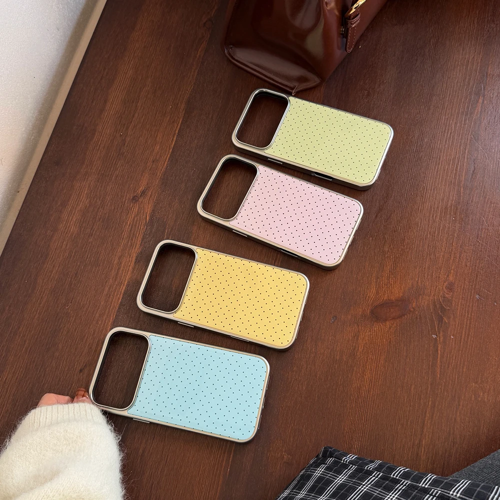 Koreanische INS Polka-Dot-Muster, galvanisierte Silber-Handyhülle für iPhone 17 Promax 18 13 14 15 16 Pro Max, stoßfeste Schutzhülle Funda – Detail 5