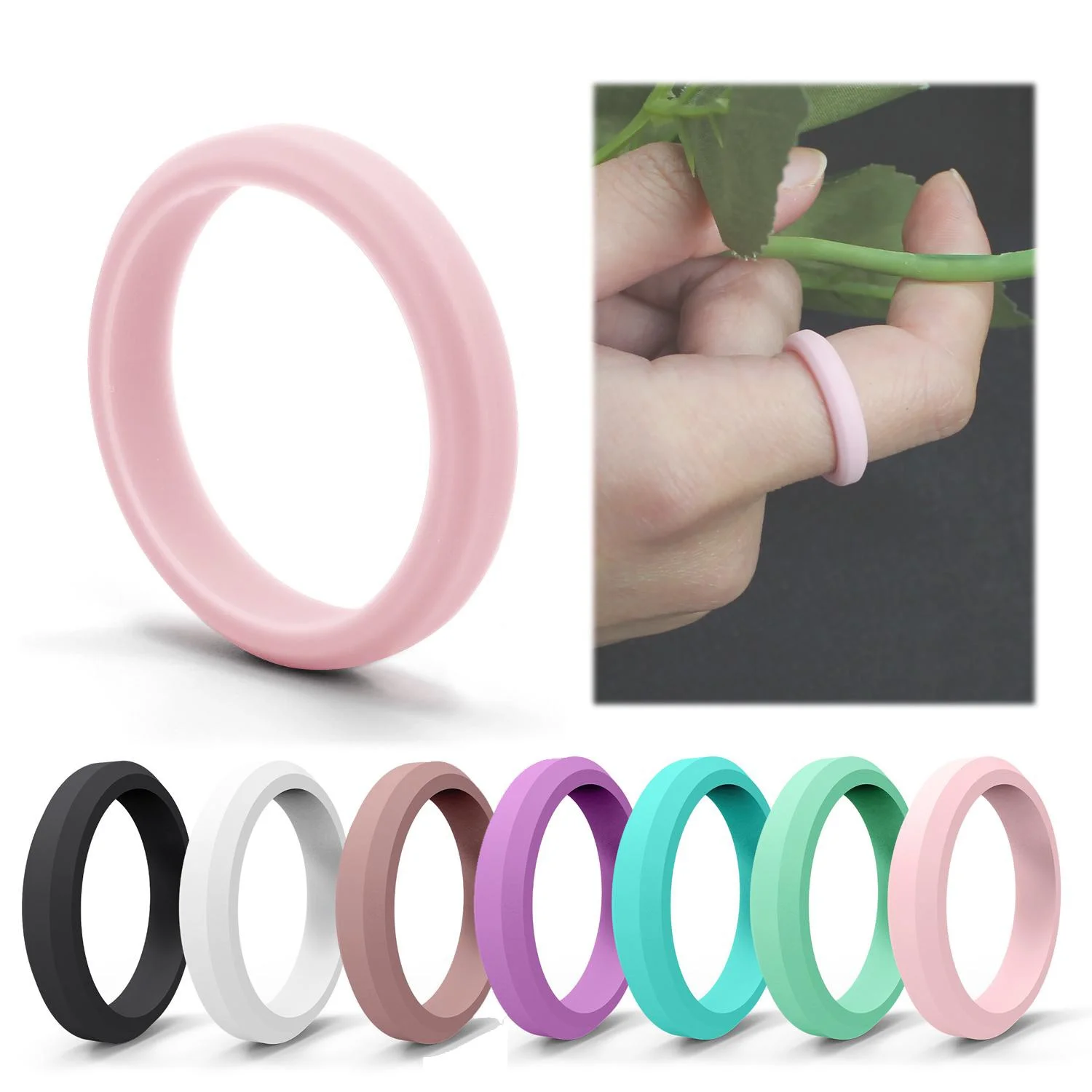 1pc Sports Hypotenuse Silicone Ring 7 Color for Women Wedding Rubber Bands Hypoallergenic Flexible Finger Rings