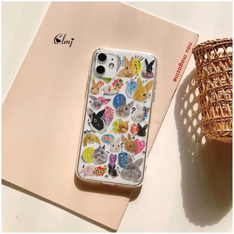 Clmj Cute Rabbit Seal Phone Case For Motorola Moto G9 G22 G32 G53 G30 G60 G71 G72 G73 Edge 40 Cartoon Animal Soft TPU Back Cover image 3