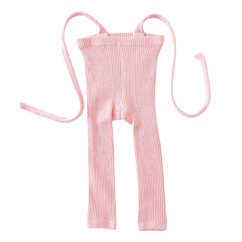 Cathery Breathable Infant Kids Suspender Pantyhose Spring Autumn Baby Girls Boys Solid Color High Waist Bandage Overall Leggings