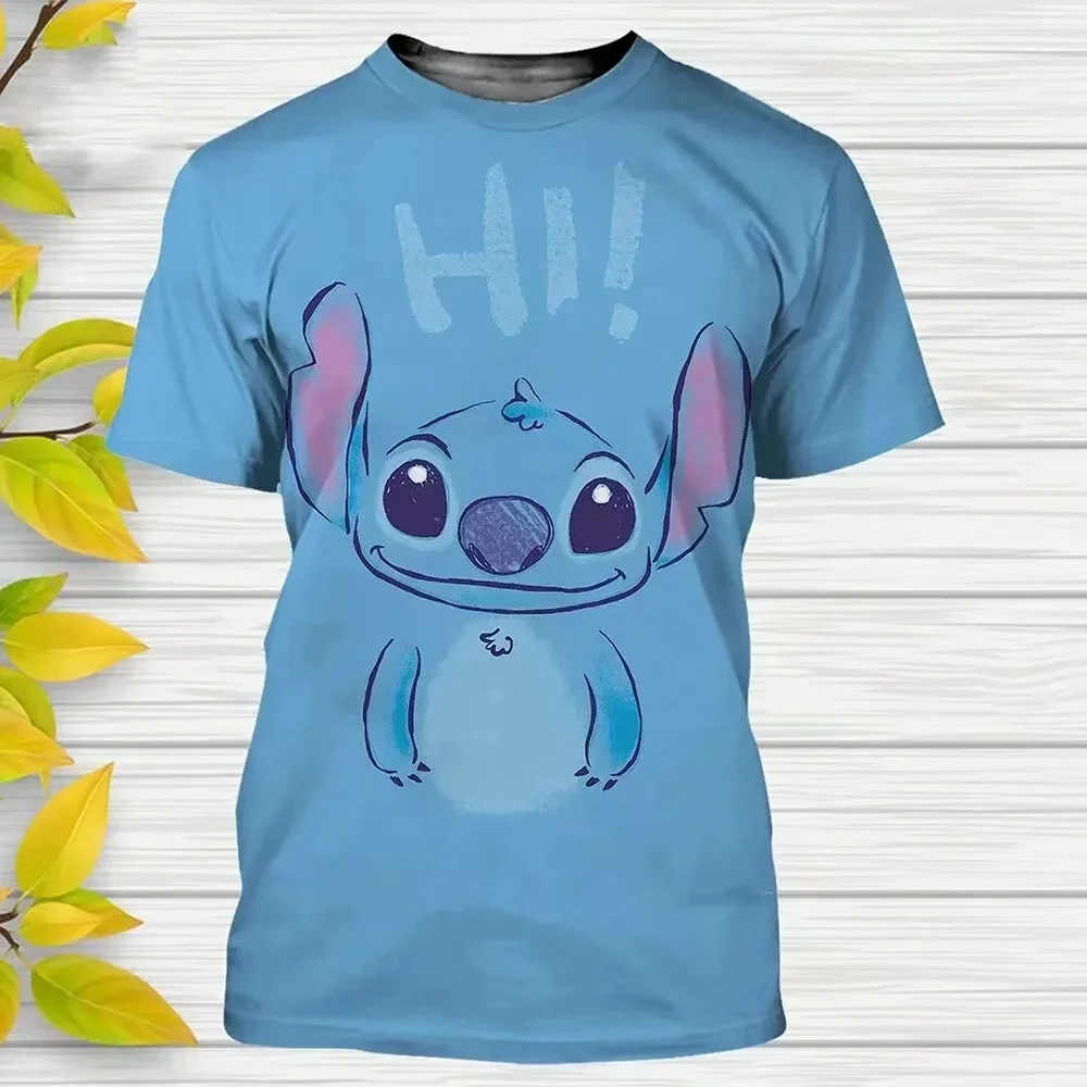 Cute Disney Stitch Cartoon Anime T-Shirts 3D Print Kids Adults Casual Fashion Oversized Men T Shirt Boy Girl Tops Clothing