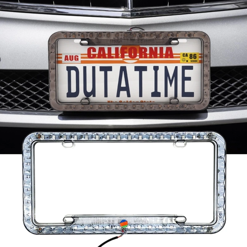 Upgrades LED Motorcycle License Plate Frame Light Waterproof Easy Installs LED License Plate Brackets Enhanceds Visibility D7YA