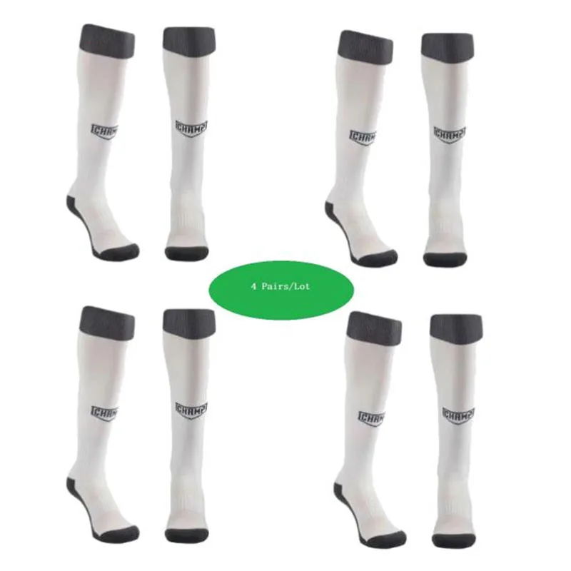 

4 Pairs Men Polyester Silicone Anti-Slip CHAMP Sports Socks women Breathable Long Barrel Shock-Absorbing Football Socks