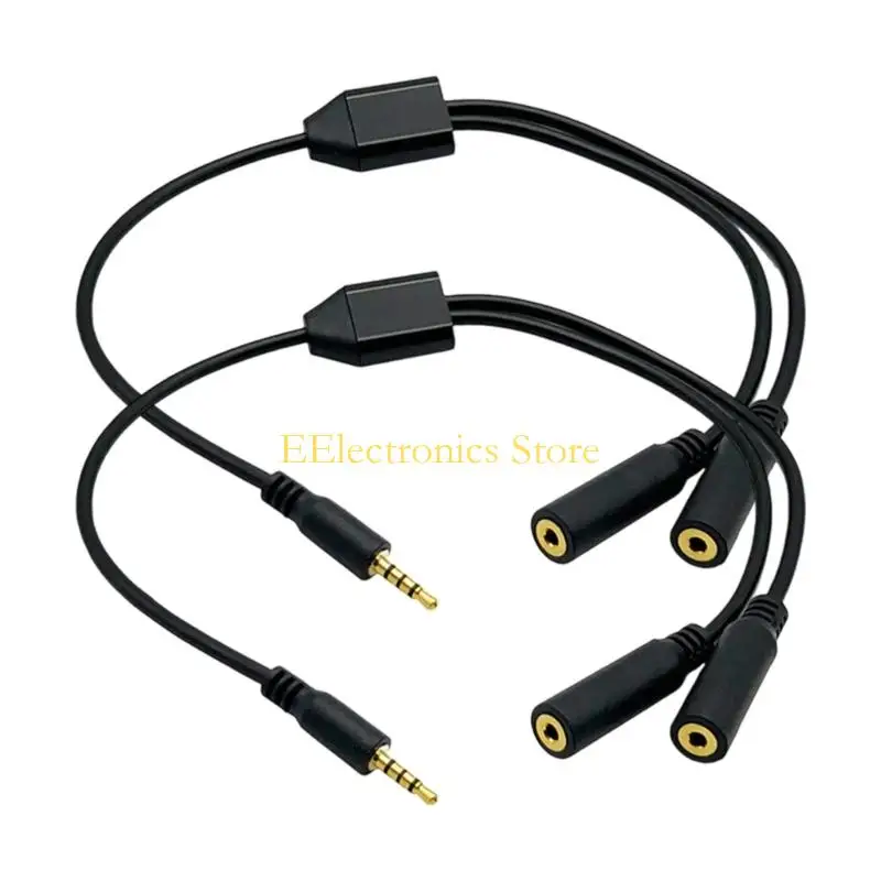 B03C Compactly TRRS Y Splitter Audios Cable 2.5mm Plugs Double Female Port Gold Plated Interfaces for Clear Sound Quality