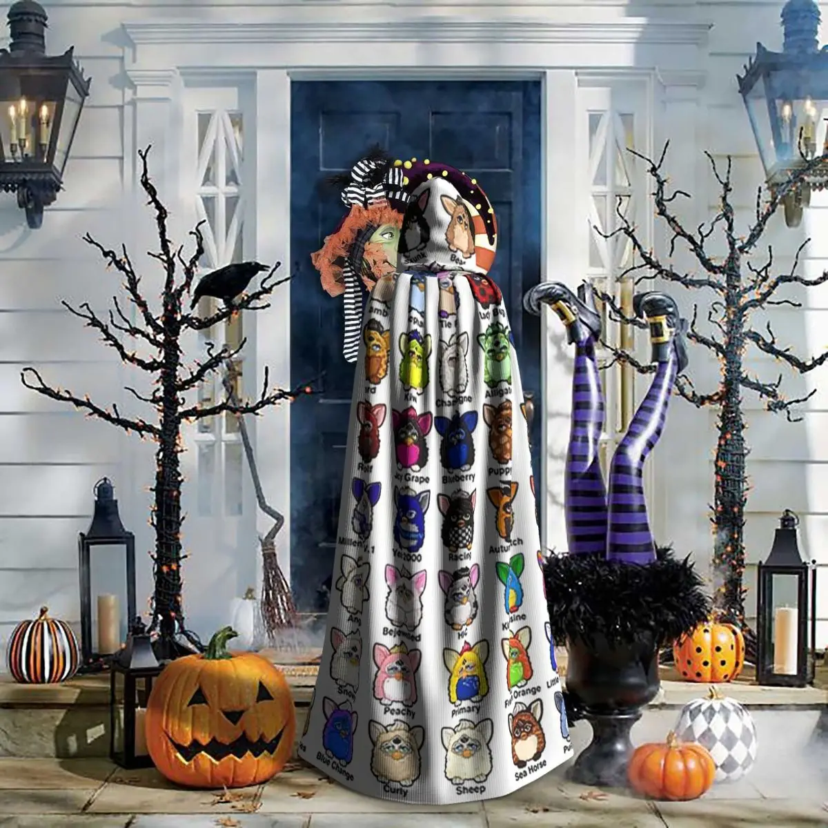 

Длинный плащ-накидка Furby Collection, костюм ведьмы в средневековом стиле, для косплея, на Хэллоуин, для взрослых, унисекс