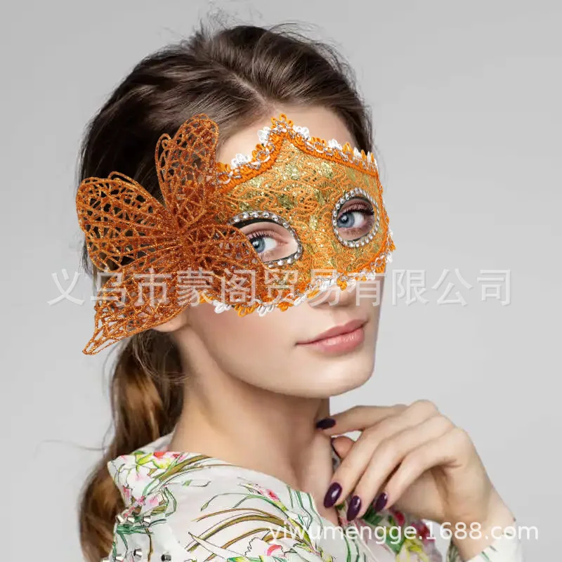 Demi-masque facial papillon sur le côté, masque de princesse, masque pour les yeux d'Halloween, boule de maquillage de fête, masque en dentelle sexy, masque vénitien