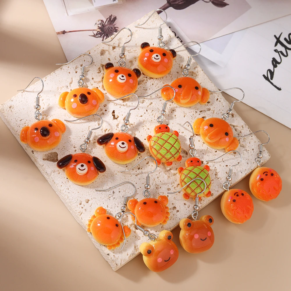 Aihua 10 Stück niedliche Cartoon-Tier-Kuchen-Brot-Ohrringe-Set, Acryl, Simulation von Lebensmitteln, Ohrringe für Frauen und Kinder, trendiger Schmuck, Geschenke – Detail 2
