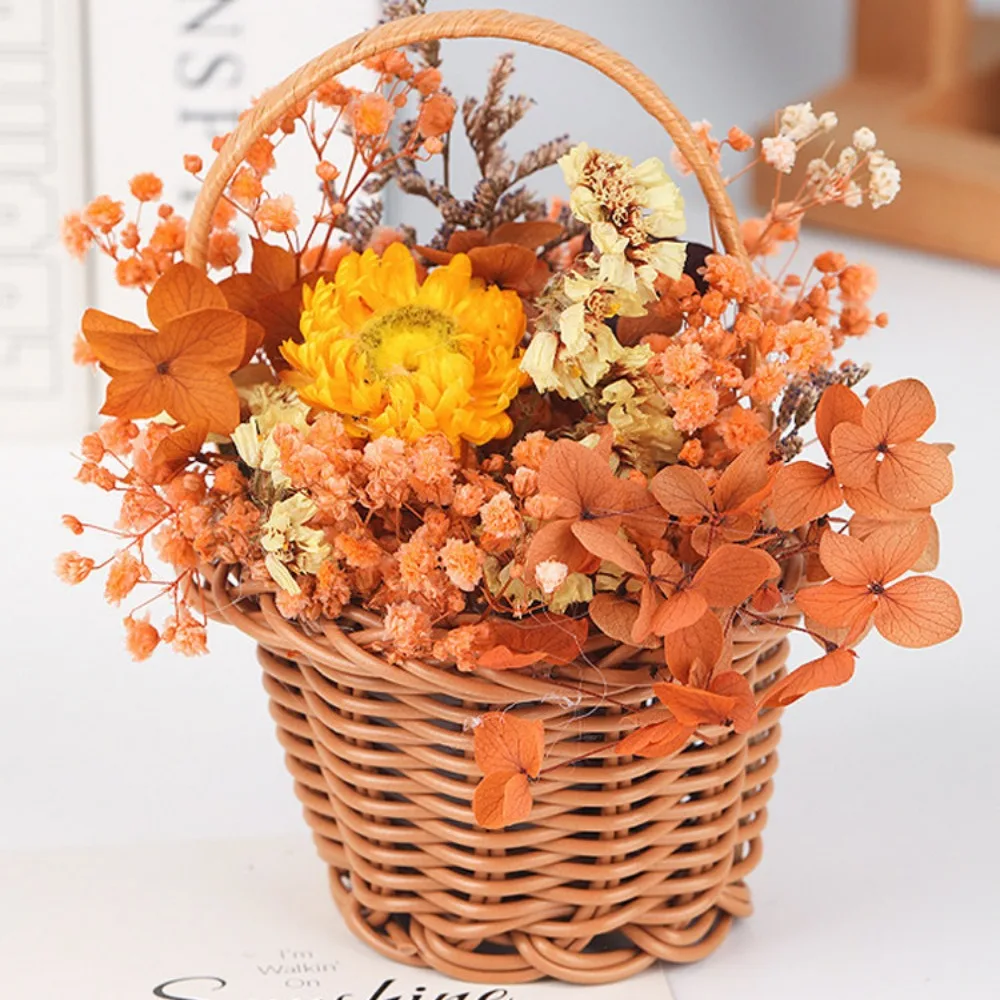 with Handle Imitation Rattan Handhold Household Handwoven Braid Storage Baskets 10 Styles Vegetable Fruit Flowers Holder