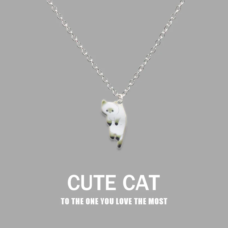 Neue Trendy Nette Katze Anhänger Halskette für Frauen Männer Exquisite Emaille Cartoon Kätzchen Halskette Partei Schmuck Zubehör Geschenke – Detail 5