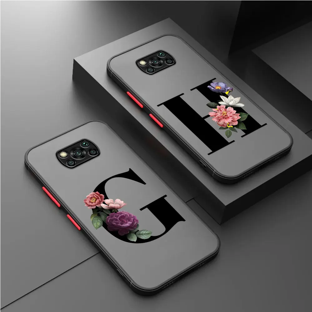 جراب هاتف بحروف مخصصة ، غطاء ممتص للصدمات ، شاومي بوكو X3 NFC X3 X4 X5 Pro F3 C50 C51 C40 M5 M5s X4 GT