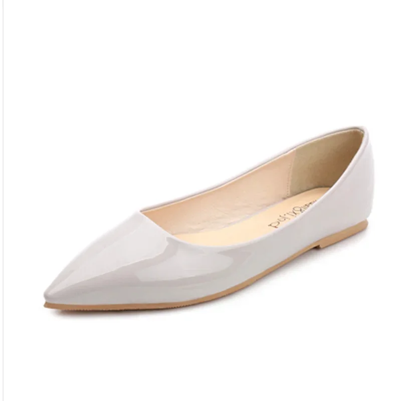 Lady Plus Size 33 44 48 Flats Pointed Toe Patent Leather High Quality Slip-Ons With Bow Shallow Mouth Fashion 2022 Simple Shoes