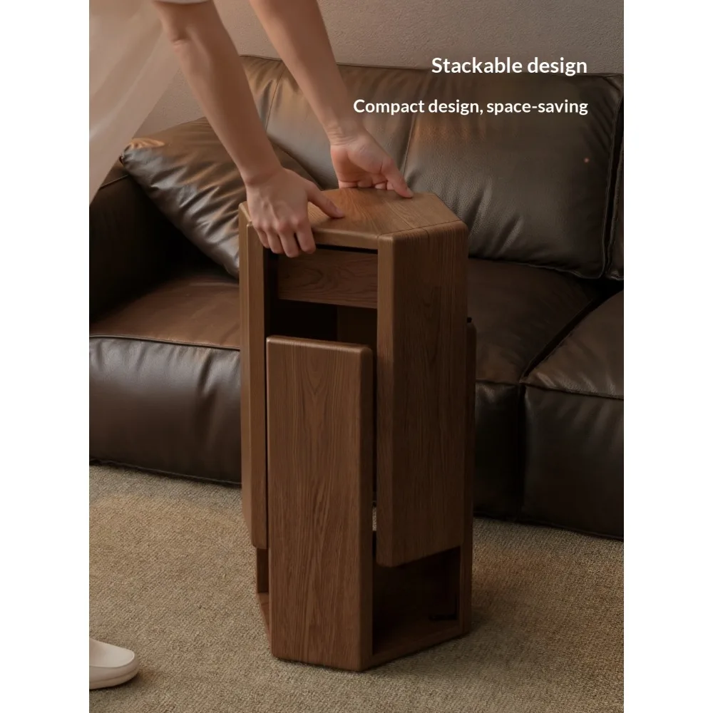 Wooden Stool Stackable Solid Wood Hexagon Nesting Stools Home Dining Table Spare Stacked Living Room Side Table End Table