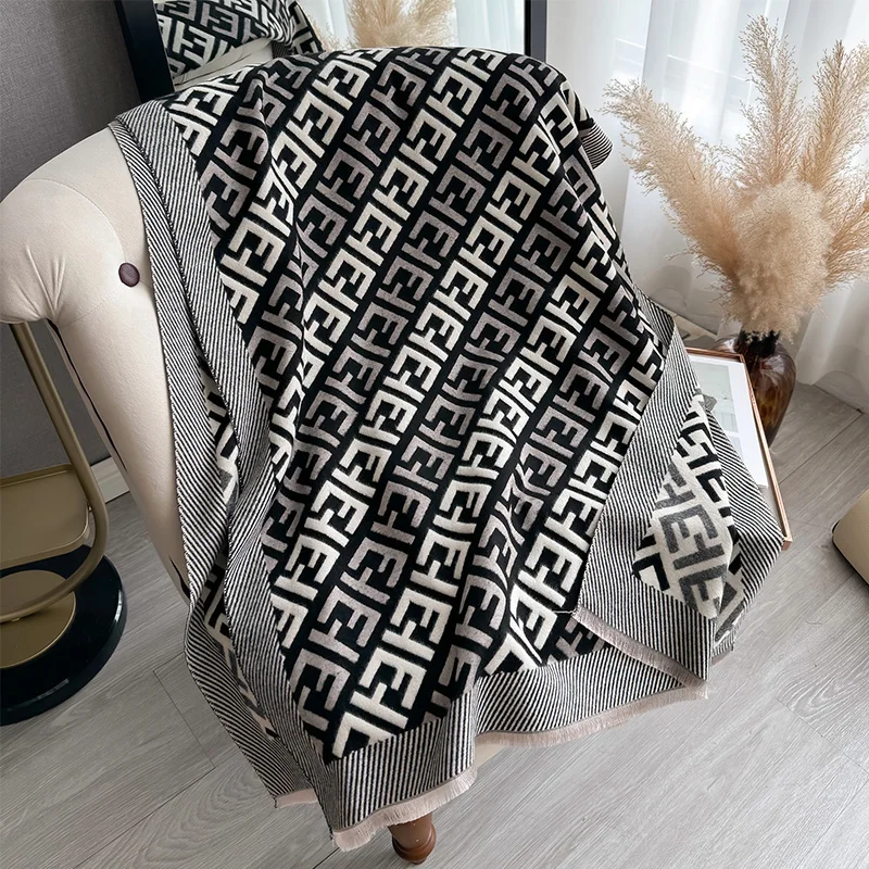 Double sided luxury vintage cashmere scarf Women\'s winter shawl Warm scarf shawl Thick blanket poncho Buvanda Echape