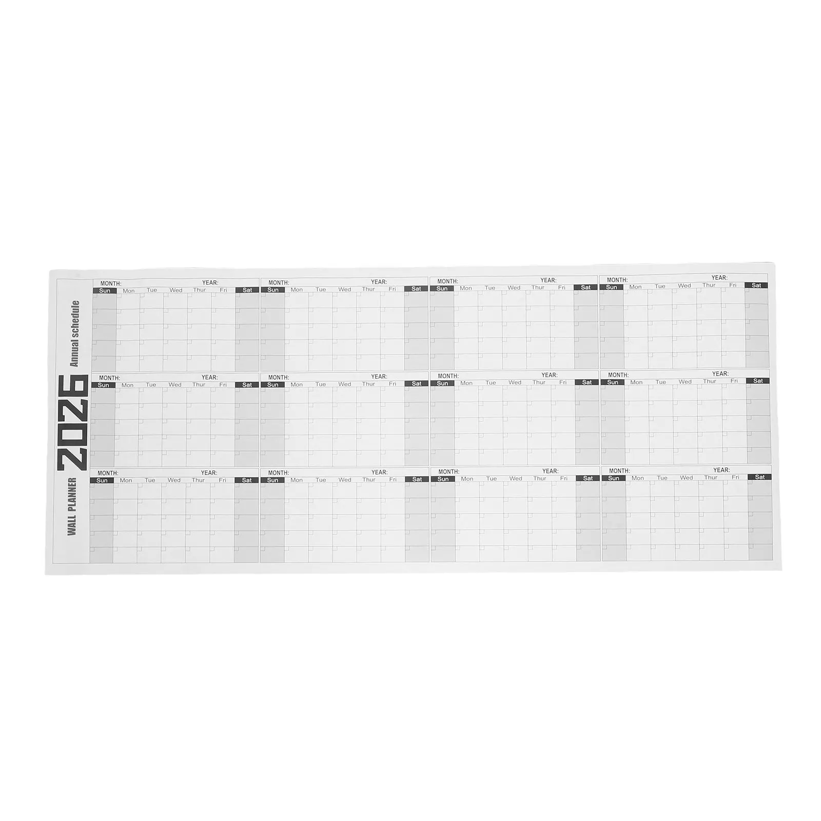 Large Dry Erase Calendar for Wall Yearly Undated Erasable Reusable Whiteboard 100x42cm Monthly Planner Waterproof Oil Resistant