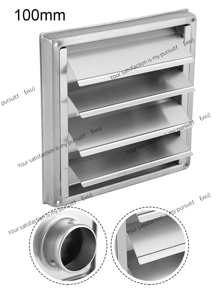 1 PC 100MM Stainless-Steel Air Vent Exterior Wall Ventilation Cap Movable Air Outlet Kitchen Bathroom Wall Grilles Duct Cover