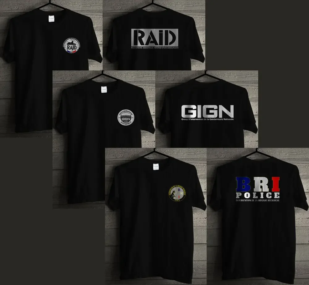 New France French Special Elite Forces Unit GIGN Raid BRI T-Shirt Short Sleeve Casual Cotton O-Neck Men T-shirts