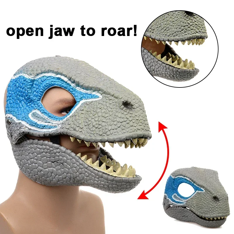 Halloween 3D Dinosaurus Masker Horror Draak Hoofddeksels Halloween Party Kostuum Cosplay Props Open Mond Latex Levensechte Maskers Geschenken