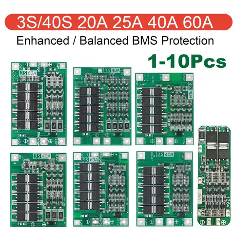 3S 4S Li-ion Lithium Battery 18650 Charger Protection Board BMS 20A 25A 40A 60A Enhance Balance with Balance For Drill Motor