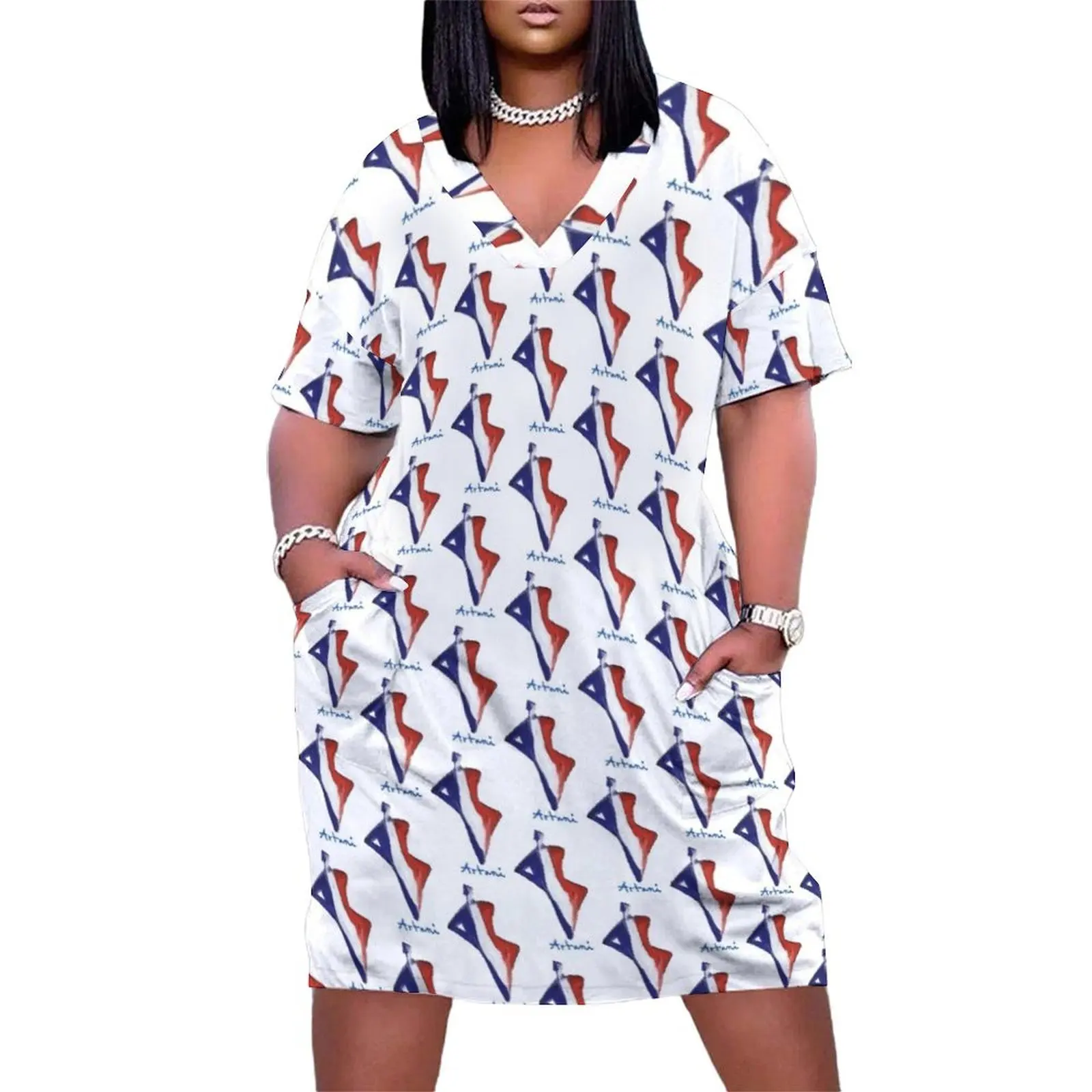 

France Loose Pocket Dress beach dress Dress vintage