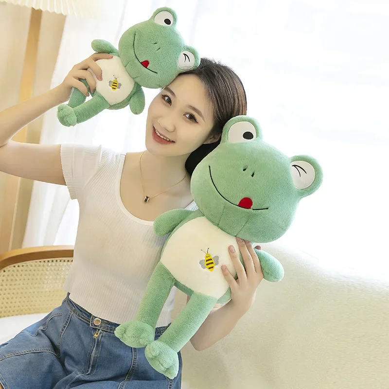 Stuffed Animals Plush Cute Frog Pillow Plush Toy Girl Sleeping Doll Beautiful Delicate Festival Gift for Boyfriend or Girlfriend