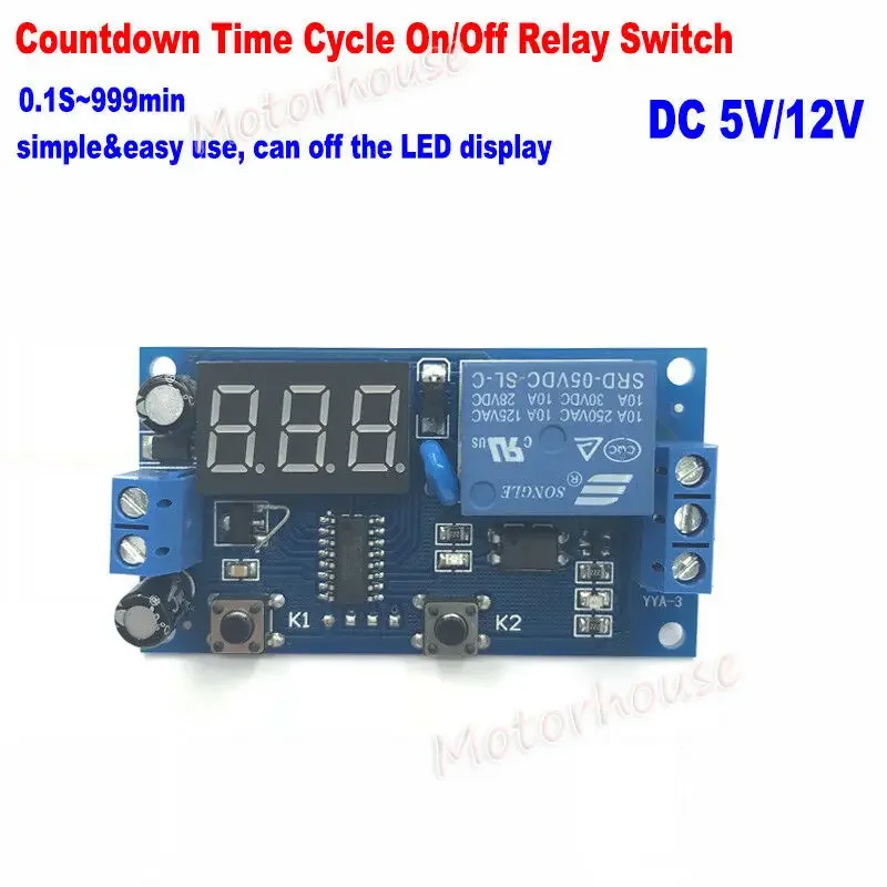 DC 5V/ 12V Digital Infinite Cycle Delay Timer Relay Switch LED Display Countdown Time Turn on Off Module