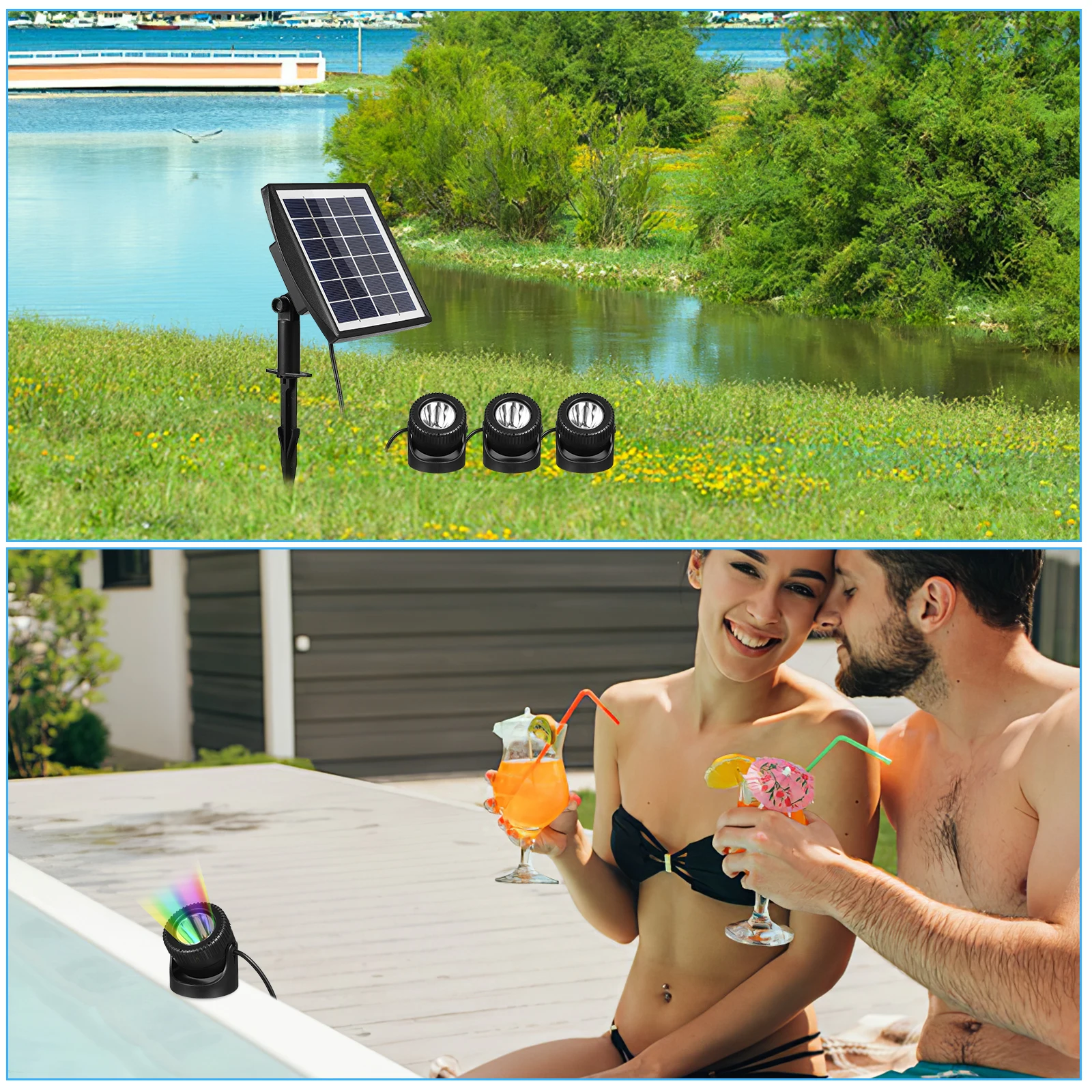 

Solar Underwater Lantern Submersible Led Light Lights Sun Lamp for Garden Abs Swimming Pool