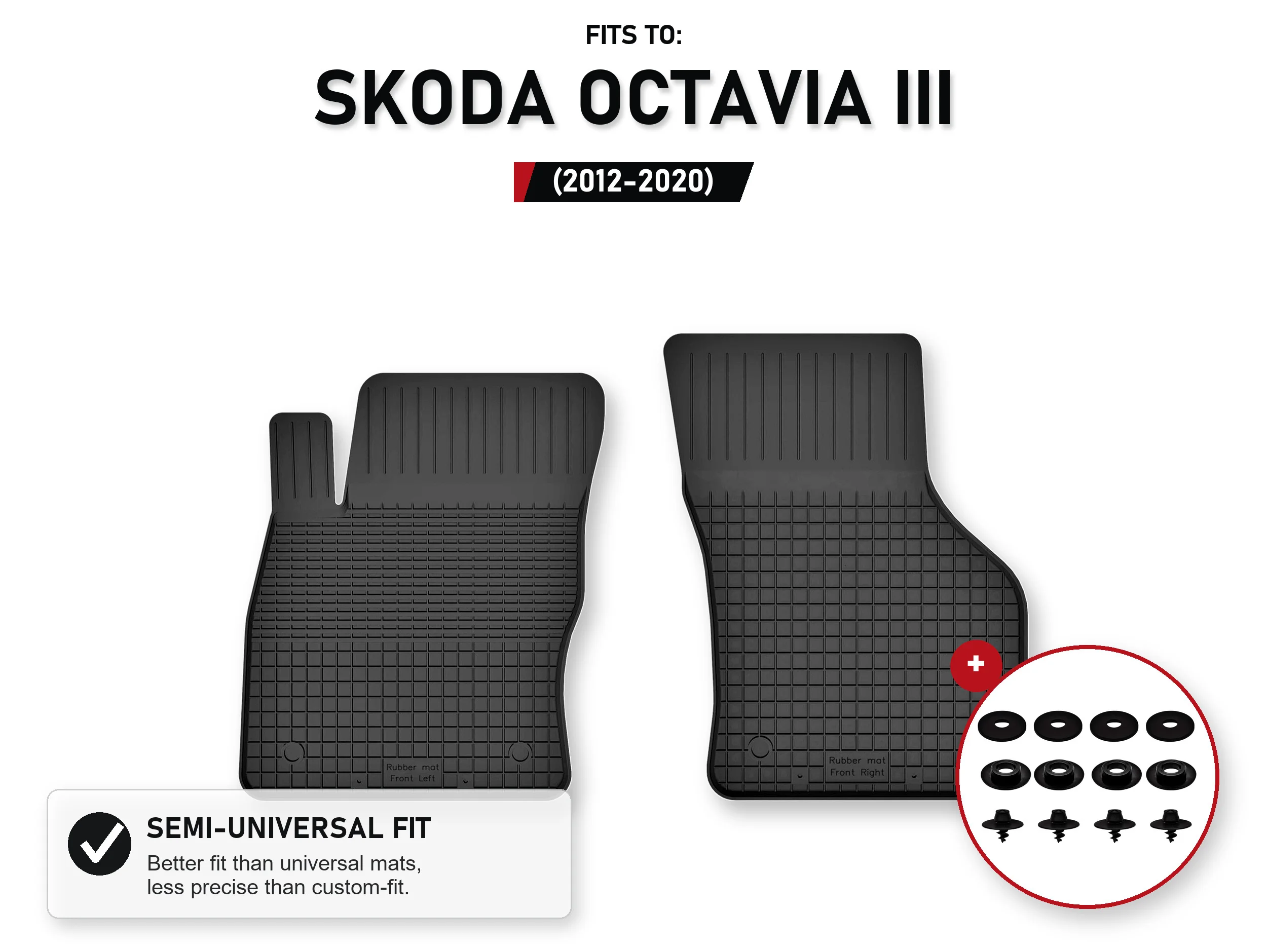 Automatten voorbak voor: Skoda Octavia Iii 2012-2020 met stoppers