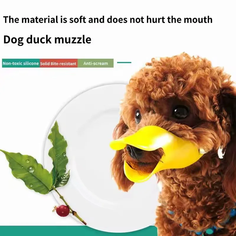 Adjustable Silicone Duck Dog Muzzle Anti Bite Anti Lick Anti Eating Breathable Pet Mouth Mask For Small Medium Dogs Walking