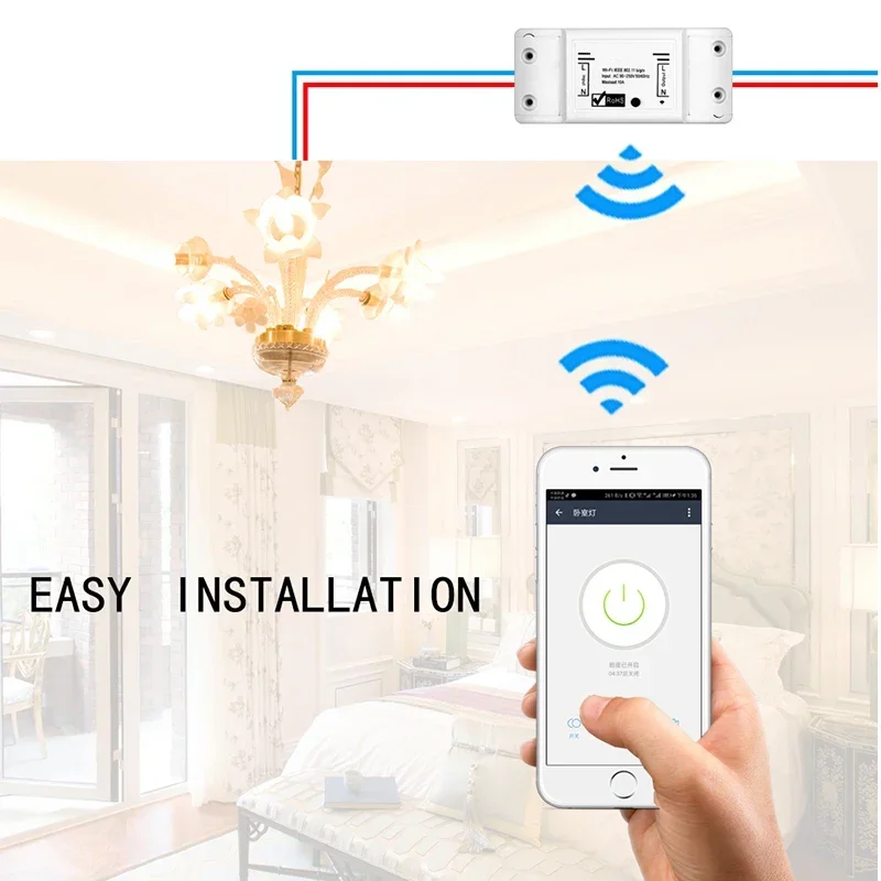 Interruptor de luz inteligente con WiFi para el hogar, módulo básico de Control remoto inalámbrico, compatible con Smart Life, Tuya, Alexa y Google