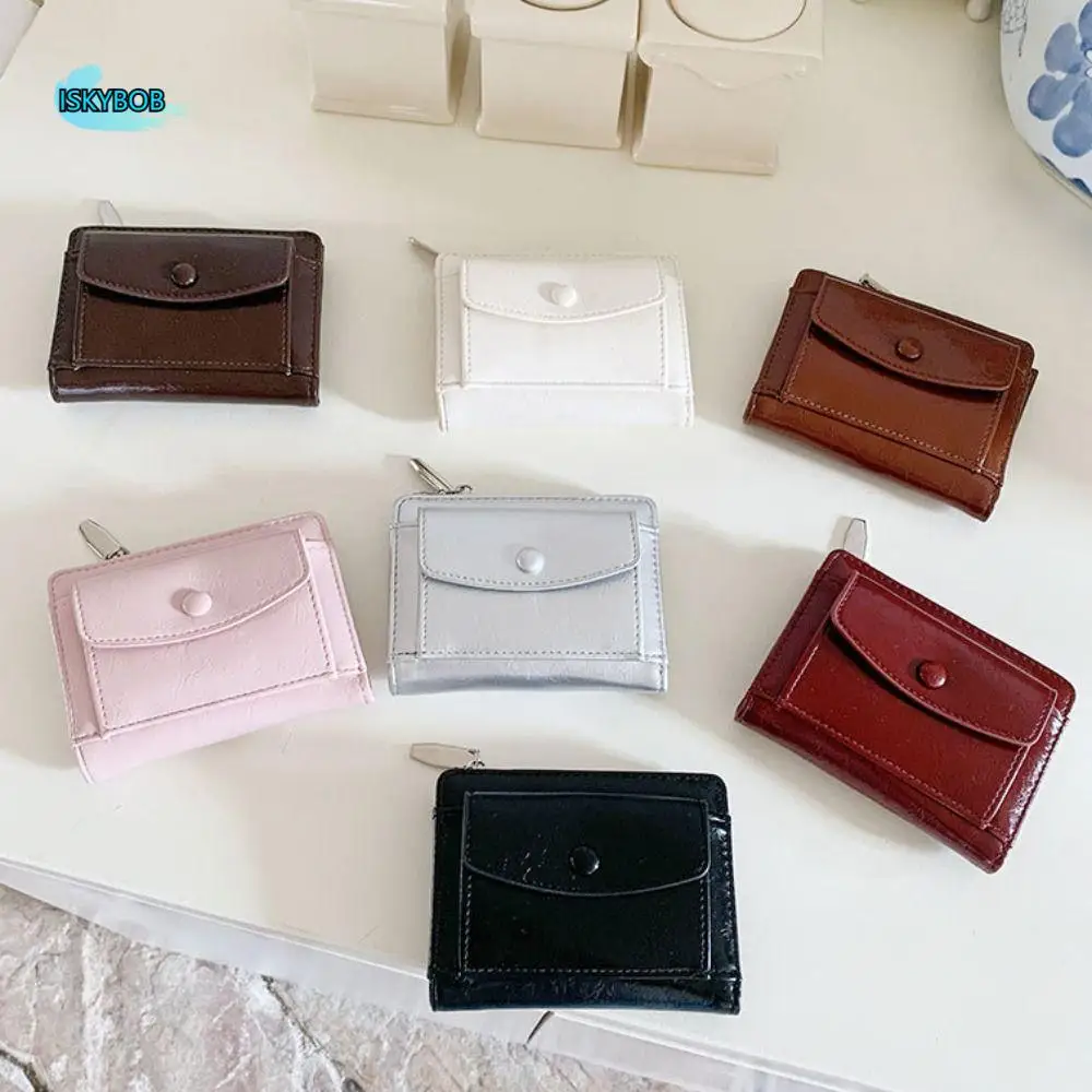Портативный элегантный женский короткий кошелек, короткий клатч, ультратонкий держатель для карт из искусственной кожи, многофункциональный мужской чехол для монет на молнии
