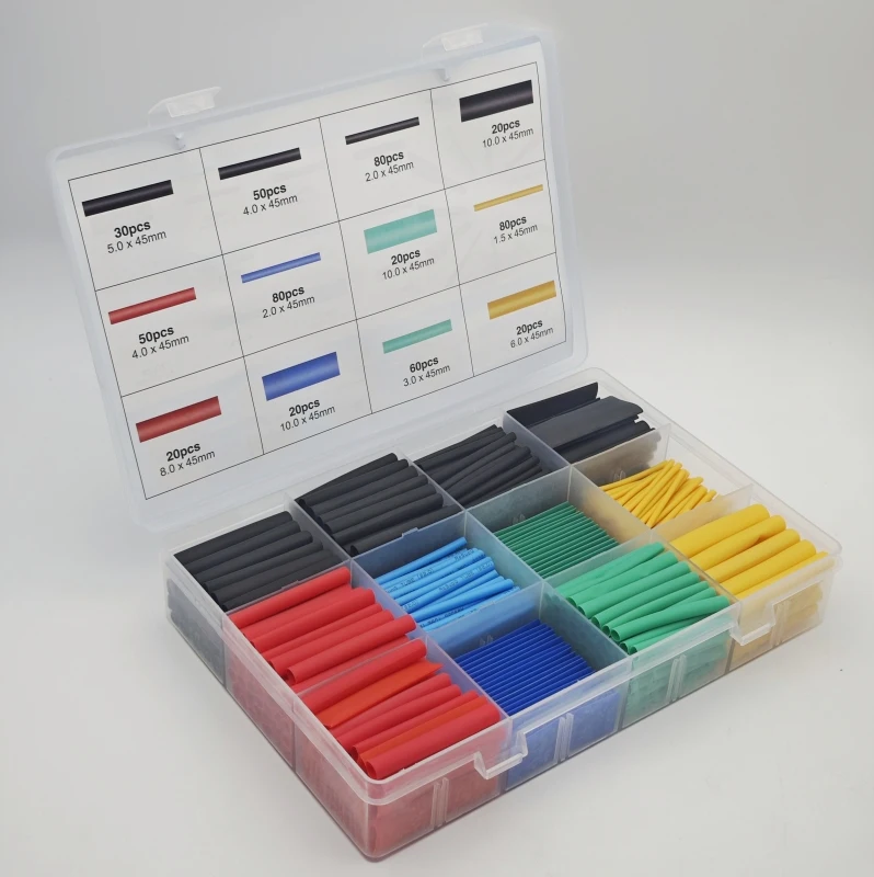 

530/560 шт термоусадочная трубка с термотрактилотом, различные изоляционные трубки для проволочного кабеля, термостойкая трубка, комплект термоусадочной упаковки