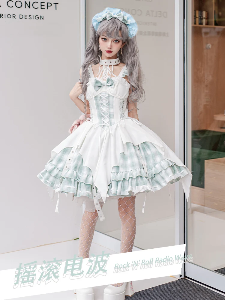 Robe Lolita Originale, Rock Wave, Irrégulière, Culture, Subplaid, JSK, Doux, Mignon, Costume Lolita