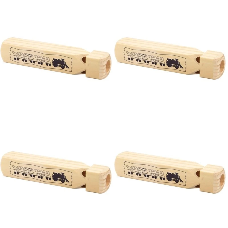 T22C 4X Solid Wood Train Whistle 4 Tone, Role Play Lover Wooden Whistle For Educational Party