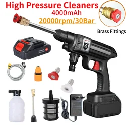 Portable High Pressure Washer with Li-ion Batter Wireless Car Wash Machine 4000mAh Portable Spray Cleaner for Auto Home Cleaning