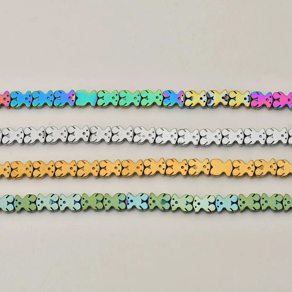 لون الفضة مطلي الهيماتيت الطبيعي الدب الصغير شكل الحجر الطبيعي خزر عازل لصنع المجوهرات سوار ذاتي الصنع العثور على الملحقات #3